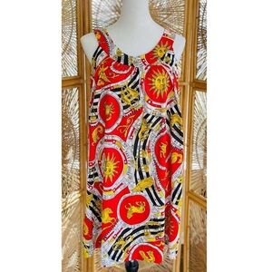 Vintage Retro Travel-Lite by Boutique Nylon Red Yellow White Black Zodiac Dress